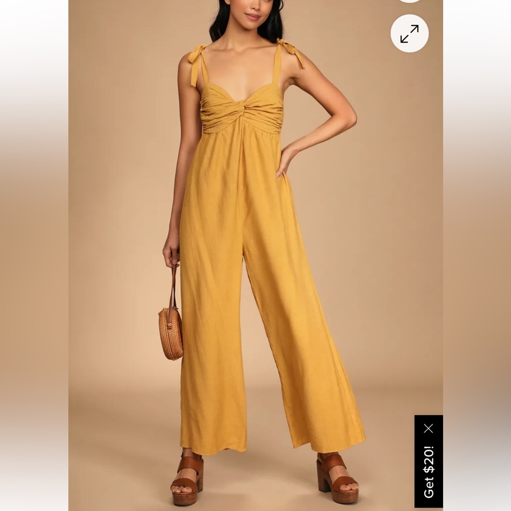 Lulus twist front yellow jumpsuit